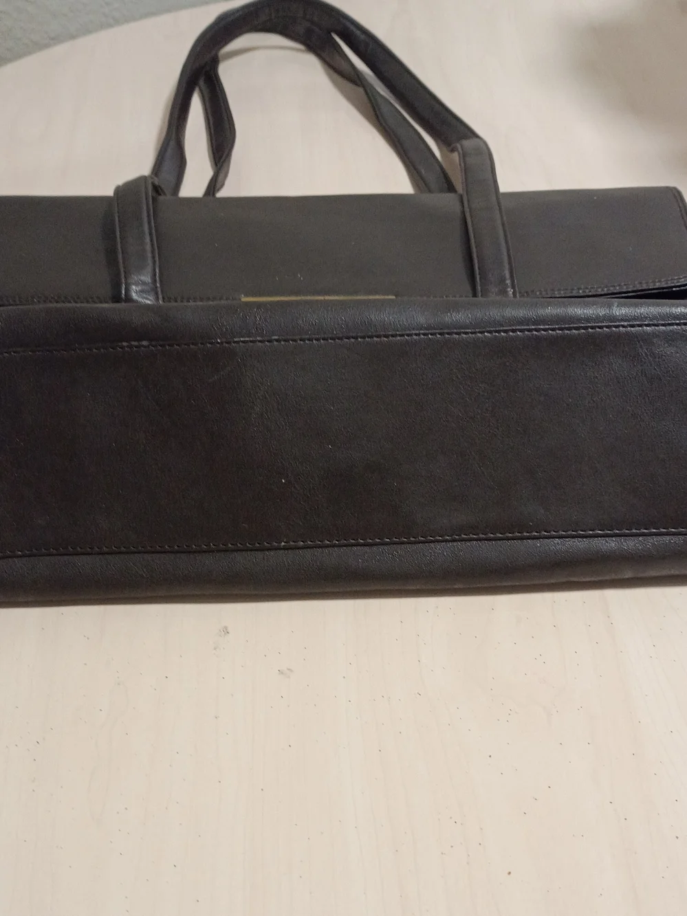 Nine West Classic Dark Brown Leather Laptop Tote Bag/Work Bag with Gold Accent